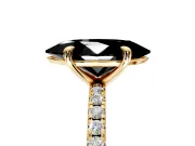 Solitaire Engagement Ring Setting for Fancy Black Marquise Center with Fine Pave Narrow Band and Prong Head in Yellow Gold