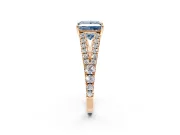 Solitaire Engagement Ring Setting for Fancy Blue Princess Cut Center with Pave Split Shank and Prong Head in Rose Gold