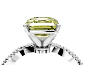 Solitaire Engagement Ring Setting for Fancy Yellow Asscher Cut Center with Twist Band and Bead Prong Head in Sterling Silver