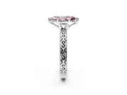 Solitaire Engagement Ring Setting for Fancy Pink Marquise Center with Scrollwork Band and Prong Head in White Gold