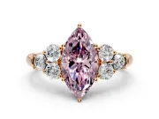 Cluster Engagement Ring Setting for Fancy Pink Marquise Center with Round Cut Accent Frame and Prong Head in Rose Gold