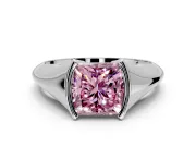 Tension Engagement Ring Setting for Fancy Pink Princess Cut Center with Wide Tapered Band and Tension Head in Sterling Silver
