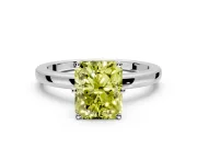 Solitaire Engagement Ring Setting for Fancy Yellow Radiant Cut Center with Plain Band and Tulip Prong Head in Sterling Silver