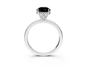Solitaire Engagement Ring Setting for Fancy Black Round Cut Center with Fine Wire Band and Prong Head in Platinum