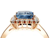 Starburst Halo Engagement Ring Setting for Fancy Blue Princess Cut Center with Flat Cathedral Band and Prong Head in Rose Gold