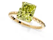 Solitaire Engagement Ring Setting for Fancy Yellow Radiant Cut Center with Plain Twisted Rope Band and Prong Head in Yellow Gold
