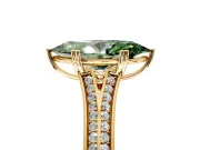 Solitaire Engagement Ring Setting for Fancy Green Marquise Center with Pave Rail Split Shank and Prong Head in Yellow Gold
