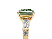 Bar-Set Engagement Ring Setting for Fancy Green Princess Cut Center with Tapered Baguette Accents and Prong Head in Yellow Gold
