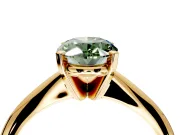 Solitaire Engagement Ring Setting for Fancy Green Oval Center with Knife Ridge Band and Claw Prong Head in Yellow Gold