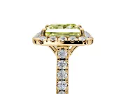 Halo Engagement Ring Setting for Fancy Yellow Princess Cut Center with Raised Halo, Pave Band and Prong Head in Yellow Gold
