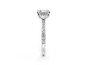 Solitaire Engagement Ring Setting for Asscher Cut Center with Fine Pave Band and Prong Head in Platinum