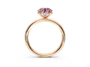 Solitaire Engagement Ring Setting for Fancy Pink Round Cut Center with Plain Band, Open Basket and Prong Head in Rose Gold