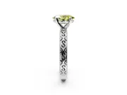 Solitaire Engagement Ring Setting for Fancy Yellow Oval Center with Scrollwork Band and Prong Head in Platinum