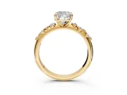 Cluster Engagement Ring Setting for Cushion Cut Center with Round Cut Accent Band and Prong Head in Yellow Gold