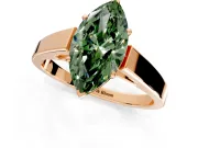 Solitaire Engagement Ring Setting for Fancy Green Marquise Center with Tapered Split Shoulders and Prong Head in Rose Gold