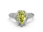 Solitaire Engagement Ring Setting for Fancy Yellow Pear-Shaped Center with Accented Split Shank and Prong Head in Sterling Silver