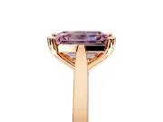 Solitaire Engagement Ring Setting for Fancy Pink Emerald Cut Center with Tapered Shoulders and Prong Head in Rose Gold