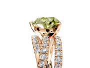 Solitaire Engagement Ring Setting for Fancy Yellow Heart-Shaped Center with Woven 3-Strand Pave Band and Prong Head in Rose Gold