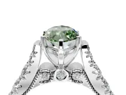 Solitaire Engagement Ring Setting for Fancy Green Marquise Center with Pave Cathedral Shoulders and Prong Head in Platinum