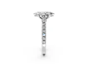 Solitaire Engagement Ring Setting for Marquise Center with Single Row Accent Band and Prong Head in Sterling Silver