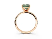 Solitaire Engagement Ring Setting for Fancy Green Princess Cut Center with Micro Pave Band and Prong Head in Rose Gold