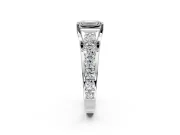 Solitaire Engagement Ring Setting for Emerald Cut Center with Graduated Shared Prongs and Prong Head in Sterling Silver