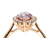 Starburst Halo Engagement Ring Setting for Fancy Pink Marquise Center with Thin Round-Wire Band and Prong Head in Rose Gold