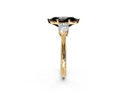 3 Stone Engagement Ring Setting for Fancy Black Marquise Center with Large Pear-Shaped Accents and Prong Head in Yellow Gold