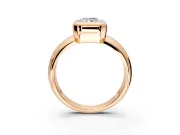 Solitaire Engagement Ring Setting for Radiant Cut Center with Wide Band and Bezel Head in Rose Gold