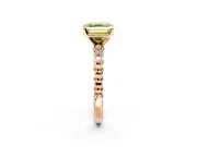 Solitaire Engagement Ring Setting for Fancy Yellow Asscher Cut Center with Bezel-Dot Beaded Band and Prong Head in Rose Gold