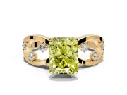 Solitaire Engagement Ring Setting for Fancy Yellow Radiant Cut Center with Criss-Cross Accent Band and Prong Head in Yellow Gold