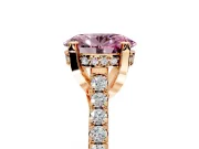 Solitaire Engagement Ring Setting for Fancy Pink Oval Center with Widening Pave Band and Claw Prong Head in Rose Gold