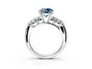 5 Stone Engagement Ring Setting for Fancy Blue Round Cut Center with Graduated Accents and Prong Head in Platinum