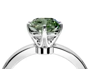 Solitaire Engagement Ring Setting for Fancy Green Cushion Cut Center with Plain Band and Tulip Prong Head in Sterling Silver