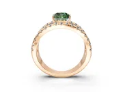 Solitaire Engagement Ring Setting for Fancy Green Cushion Cut Center with Wide-Open Split Shank and Prong Head in Rose Gold