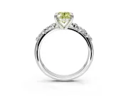 Solitaire Engagement Ring Setting for Fancy Yellow Oval Center with Trailing Leaf Accent Band and Prong Head in Sterling Silver
