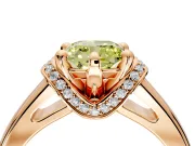 Solitaire Engagement Ring Setting for Fancy Yellow Cushion Cut Center with Wide Band, Pave Collar and Prong Head in Rose Gold