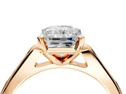 Solitaire Engagement Ring Setting for Radiant Cut Center with Channel Accents and Prong Head in Rose Gold
