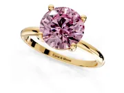 Minimalist Solitaire Engagement Ring Setting for Fancy Pink Round Cut Center with Thin Band and Prong Head in Yellow Gold