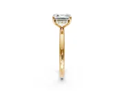 Hidden Halo Engagement Ring Setting for Asscher Cut Center with Thin Rounded Band and Prong Head in Yellow Gold