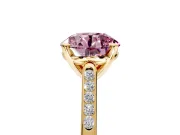 Solitaire Engagement Ring Setting for Fancy Pink Round Cut Center with Channel Accents and Prong Head in Yellow Gold