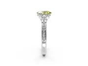 Cluster Engagement Ring Setting for Fancy Yellow Oval Center with Bezel Accent Clusters and Prong Head in Platinum