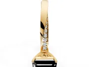 Side Accent Engagement Ring Setting for Fancy Black Emerald Cut Center with Accent Shoulders and Prong Head in Yellow Gold