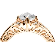 Floral Engagement Ring Setting for Pear-Shaped Center with Four Accent Clusters and Prong Head in Rose Gold