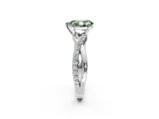 Crossover Engagement Ring Setting for Fancy Green Pear-Shaped Center with Pave and Plain Strands and Prong Head in Sterling Silver