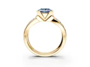 Bezel Engagement Ring Setting for Fancy Blue Princess Cut Center with Wide Channel-Set Band and Bezel Head in Yellow Gold