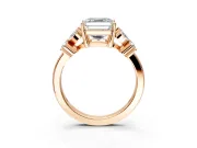 Floral Engagement Ring Setting for Princess Cut Center with Marquise Cluster Shoulders and Prong Head in Rose Gold