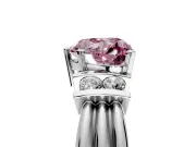 Solitaire Engagement Ring Setting for Fancy Pink Heart-Shaped Center with Grooved Bar Accent Band and Prong Head in White Gold