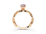 Solitaire Engagement Ring Setting for Fancy Pink Pear-Shaped Center with Marquise Panel Band and Prong Head in Rose Gold