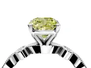 Solitaire Engagement Ring Setting for Fancy Yellow Cushion Cut Center with Milgrain Bezel Accents and Prong Head in White Gold